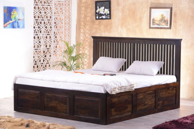 Tripe Solid Wood Bed with Hydraulic Storage by Sarve Furniture