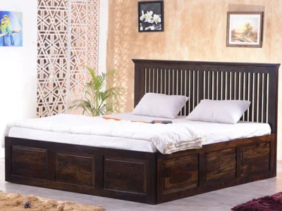Tripe Solid Wood Bed with Hydraulic Storage by Sarve Furniture