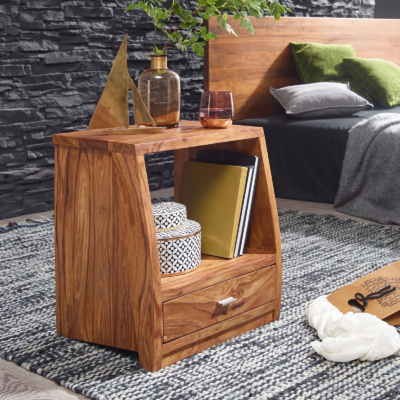 Swivel Bedside Table Solid Wood with Drawer Sarve Furniture - Image 3