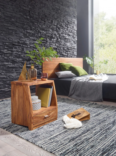 Swivel Bedside Table Solid Wood with Drawer Sarve Furniture - Image 4