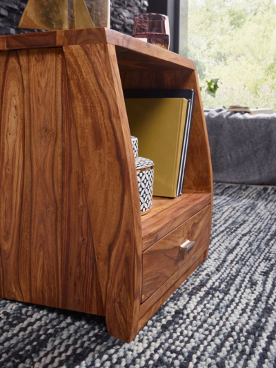 Swivel Bedside Table Solid Wood with Drawer Sarve Furniture - Image 5