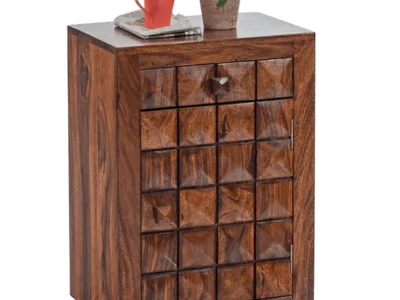 Dimand Solid Wood Bedside Table by Sarve Furniture – Modern Bedroom Storage with Drawer and Open Shelf