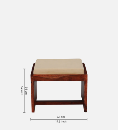 Nesting Coffee Table Set ( 4 Stools ) In Honey Oak Finish With Brass Cladding - Image 4