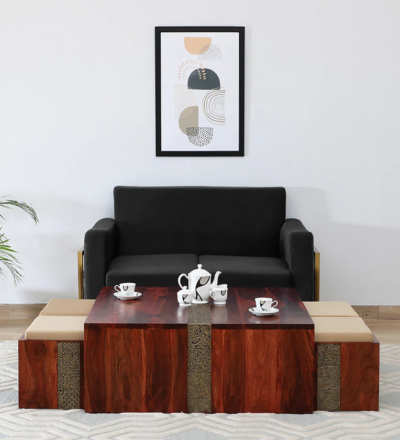 Nesting Coffee Table Set ( 4 Stools ) Sheesham Wood By Sarve Furniture