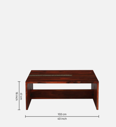 Nesting Coffee Table Set ( 4 Stools ) In Honey Oak Finish With Brass Cladding - Image 3