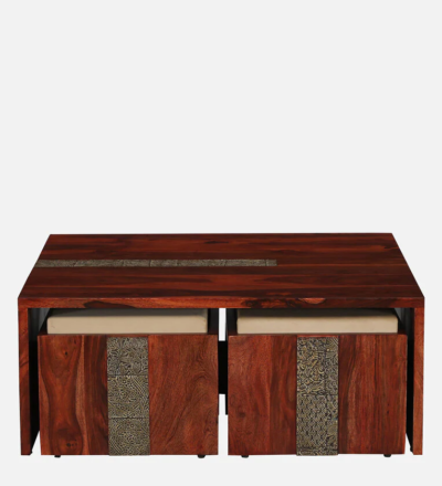 Nesting Coffee Table Set ( 4 Stools ) Sheesham Wood By Sarve Furniture - Image 10