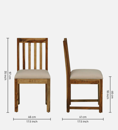 Elegant Sheesham Dining Chair with Cushion and Wooden Back Design (Set Of 2) - Image 3