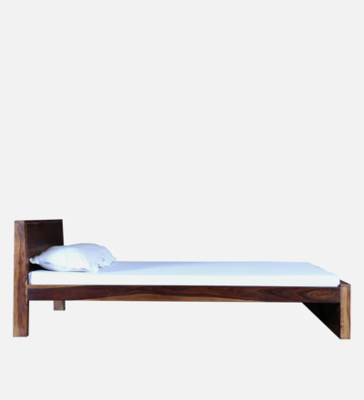 Contemporary Double Bed with Curved Wooden Headboard and Polished Finish - Image 5