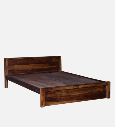 Contemporary Double Bed with Curved Wooden Headboard and Polished Finish - Image 6