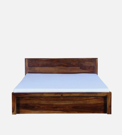 Contemporary Double Bed with Curved Wooden Headboard and Polished Finish - Image 7