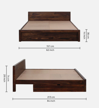 Fusion Sheesham Wood Bed With Drawer Storage By Sarve Furniture - Image 3