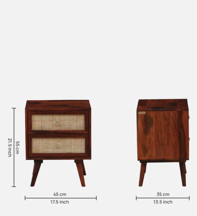 Solid Wood Bedside Cabinet with Storage Shelf Two Drawer By Sarve Furniture - Image 3