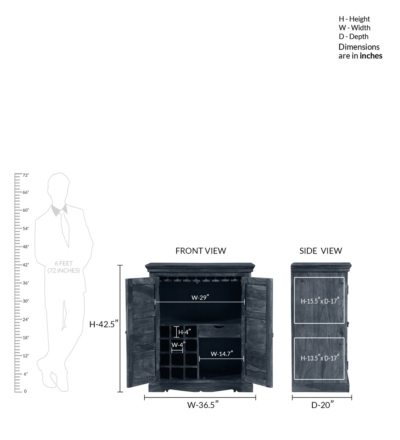 Carved Wooden Bar Unit with Doors and Bottle Rack By Sarve Furniture - Image 3