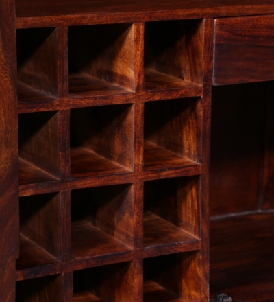 Carved Wooden Bar Unit with Doors and Bottle Rack By Sarve Furniture - Image 8