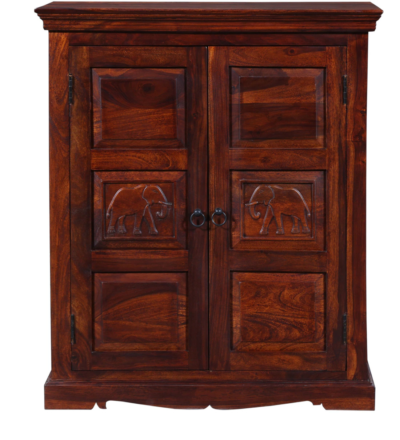 Carved Wooden Bar Unit with Doors and Bottle Rack By Sarve Furniture - Image 9