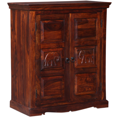 Carved Wooden Bar Unit with Doors and Bottle Rack By Sarve Furniture - Image 12