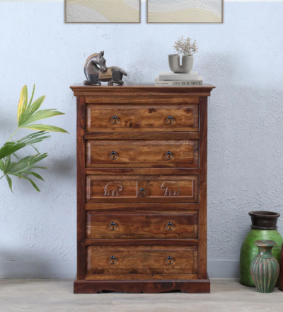 Chest of Drawers Designer with Handcrafted Details and Classic Wooden Finish