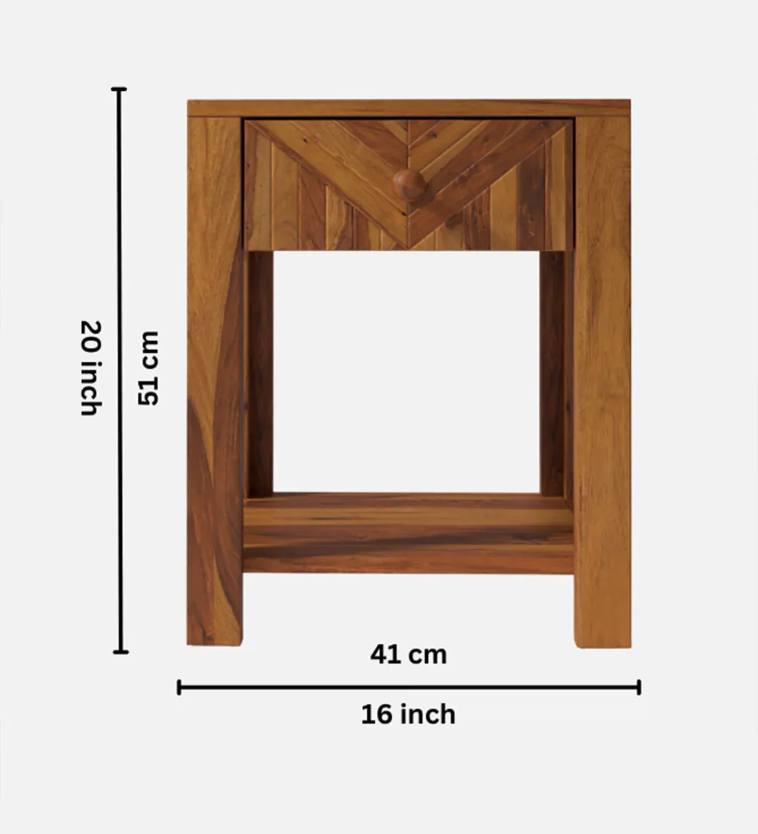 Sienna Bedside Table Sheesham Wood By Sarve Furniture - Image 3