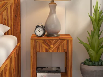 Sienna Bedside Table Sheesham Wood by Sarve Furniture - Solid Wood Nightstand with Drawers for Bedroom Storage