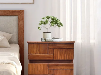 Recline Bedside Table Sheesham Wood by Sarve Furniture - Solid Wood Nightstand with Drawers for Bedroom Storage