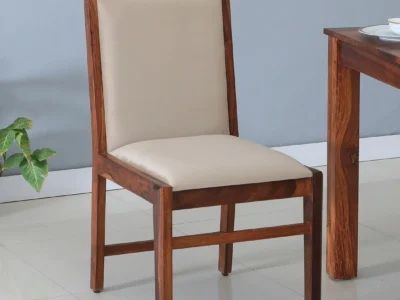 Compact Wooden Chair for Dining Room with Minimalist Look and Cushion