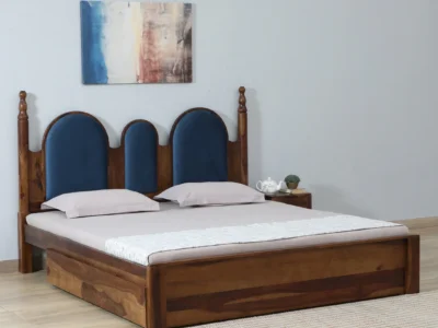 Minimalist Solid Wood Bed with Clean Lines and Practical Storage Space
