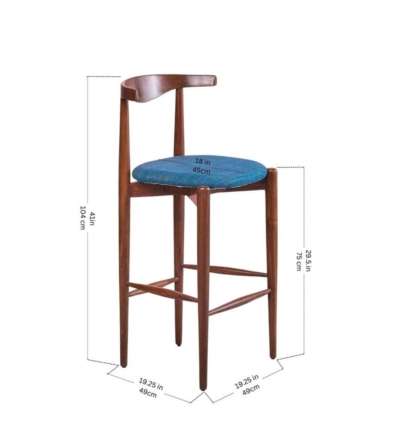 Wooden Bar Chair with Upholstered Backrest and Comfortable Seat Padding - Image 3