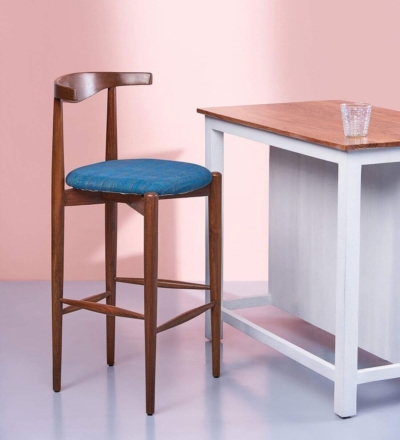 Wooden Bar Chair with Upholstered Backrest and Comfortable Seat Padding