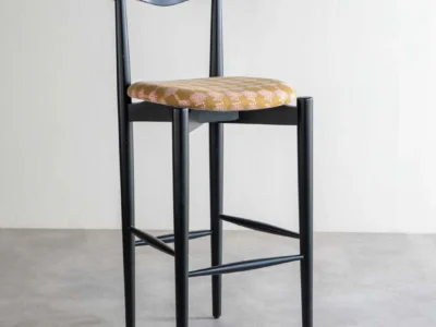 Adjustable Height Bar Chair with Cushioned Seat and Chrome Base Support