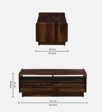 Crafted Coffee Table Online Sheesham Wood With 2 Drawer By Sarve Furniture - Image 3