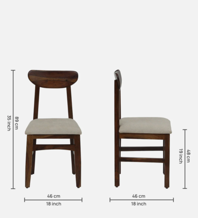 High Quality Dining Chair in Solid Wood with Sleek and Soft Design (Set of 2) - Image 3