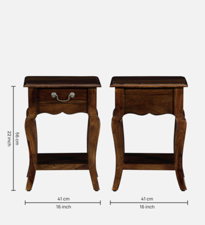 Serenity Bedside Table Sheesham Wood With Drawer By Sarve Furniture - Image 3