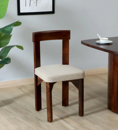 Handcrafted Wooden Dining Chair with Backrest and Sturdy Leg Design
