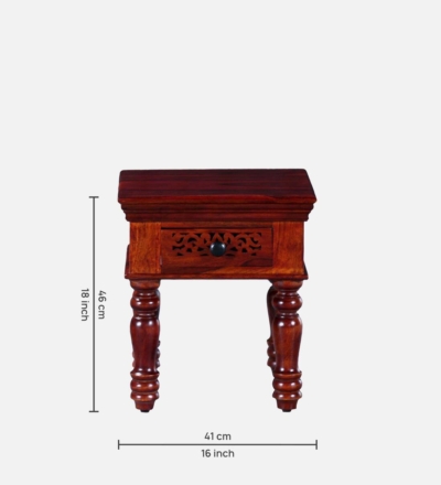 Sleek Sheesham Wood Bedside Table With Drawer By Sarve Furniture - Image 3