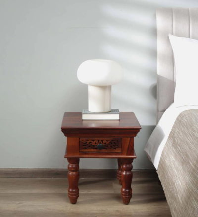 Sleek Sheesham Wood Bedside Table with Drawer – Modern Nightstand by Sarve Furniture, Elegant and Functional Design