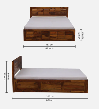 Durable Sheesham Wood Bed with Box Storage By Sarve Furniture - Image 3