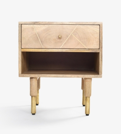 Sheesham Wood Durable Nightstand with Spacious Drawers and Open Shelf - Image 4