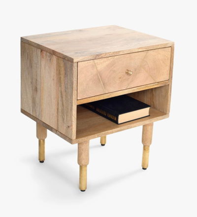 Sheesham Wood Durable Nightstand with Spacious Drawers and Open Shelf - Image 5
