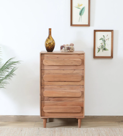 Compact Chest of Drawers with Minimalist Design and Metal Pull Handles