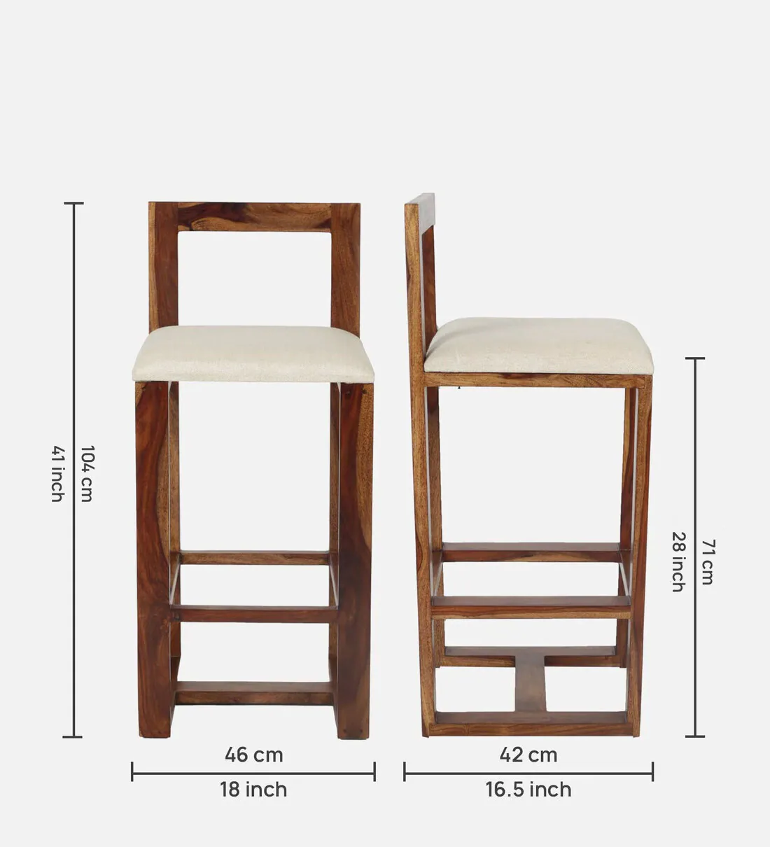 Designer Bar Chair with Upholstered Seat and Wooden Legs By Sarve Furniture - Image 3