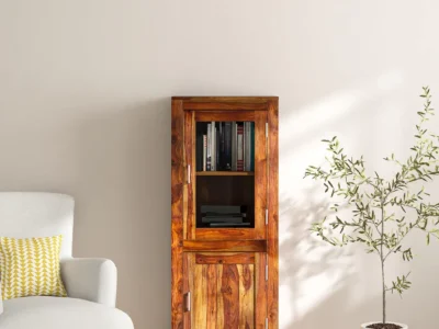 Handmade Sheesham bookshelf with rustic finish and heavy-duty wooden frame by Sarve Furniture