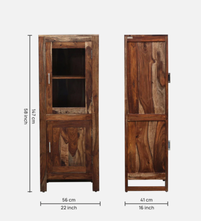 Solid Sheesham Bookshelf with Adjustable Shelves and Decorative Carvings - Image 3