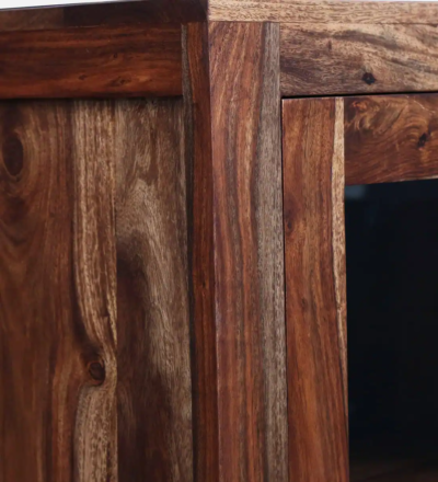 Solid Sheesham Bookshelf with Adjustable Shelves and Decorative Carvings - Image 10