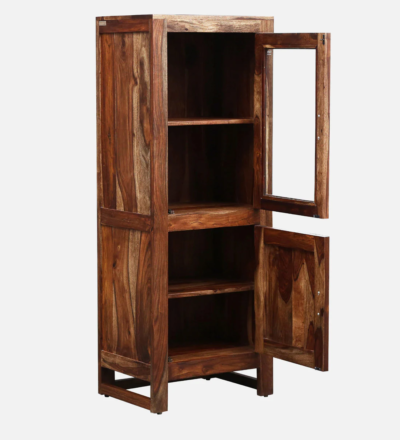 Solid Sheesham Bookshelf with Adjustable Shelves and Decorative Carvings - Image 5