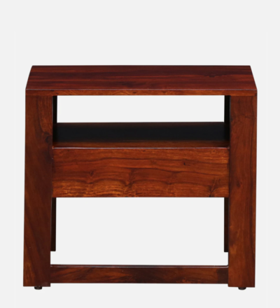 Minimal Sheesham Bedside Table with High Gloss Polish and Drawer Storage - Image 5