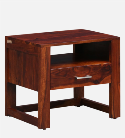 Minimal Sheesham Bedside Table with High Gloss Polish and Drawer Storage - Image 6