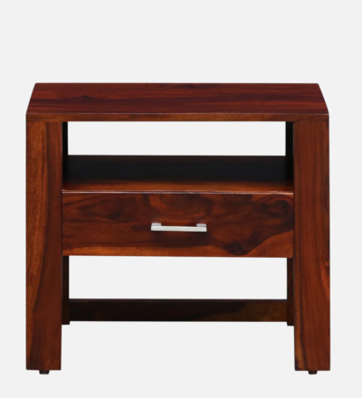 Minimal Sheesham Bedside Table with High Gloss Polish and Drawer Storage - Image 7