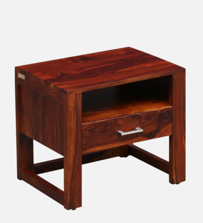 Minimal Sheesham Bedside Table with High Gloss Polish and Drawer Storage - Image 8