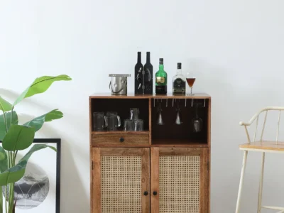 Bar Unit for Home Bottle Space Bar Cabinet Bar Cabinet with Shutter Doors Wooden Bar Unit for Home Compact Home Bar Unit Bar Unit with Bottle Storage Shutter Style Bar Furniture Sarve Furniture Bar Unit Rustic Bar Cabinet for Home Home Bar Cabinet with Storage