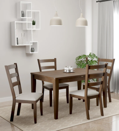 Wooden Compact Dining Set 4 Seater with Storage Bench and Table Top